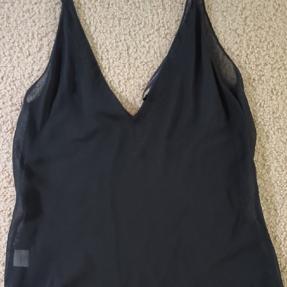 Vintage Express Black See Through Silk V Neck Camisole Top - Picture 3 of 15